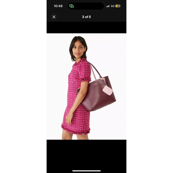 New Kate Spade Ava Reversible Tote with Pouch Double Faced Leather Deep Berry - Picture 3 of 5